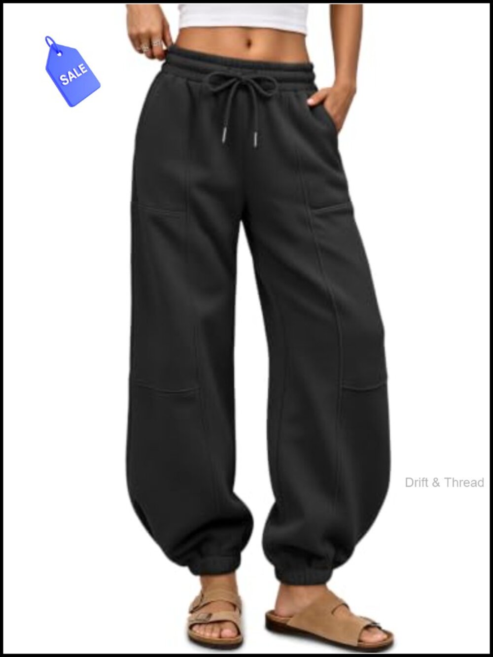 High Waist Barrel Leg Sweatpants Wide Baggy Fleece Pants Joggers